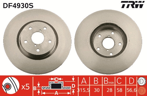 Juego de 2 discos de frenos TRW DF4930S