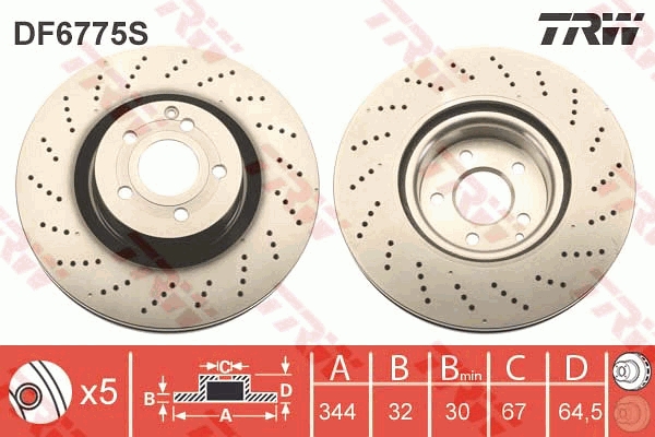 Juego de 2 discos de frenos TRW DF6775S