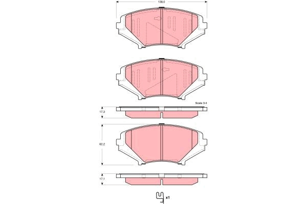 Juego de 4 pastillas de frenos TRW GDB3356