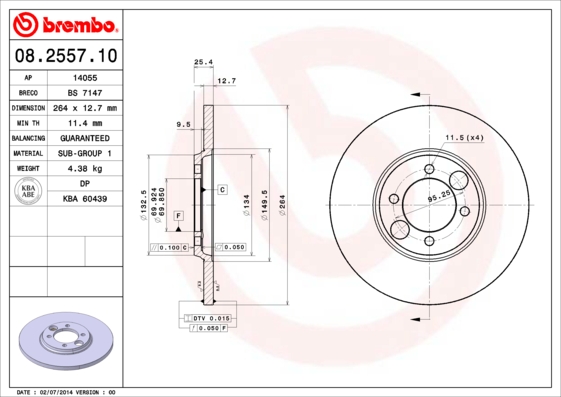 Juego de 2 discos de frenos BREMBO 08.2557.10