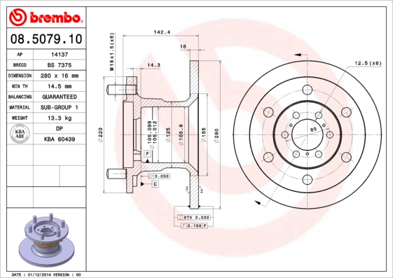 Juego de 2 discos de frenos BREMBO 08.5079.10