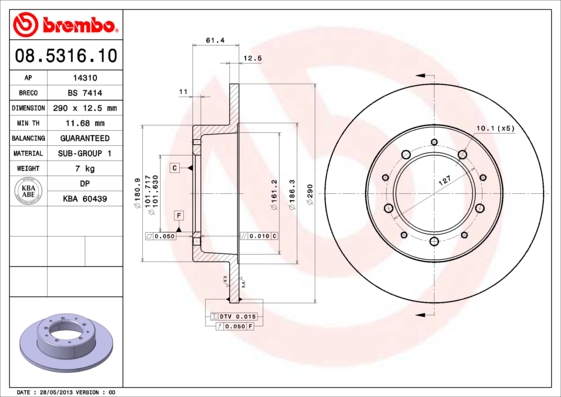 Juego de 2 discos de frenos BREMBO 08.5316.10