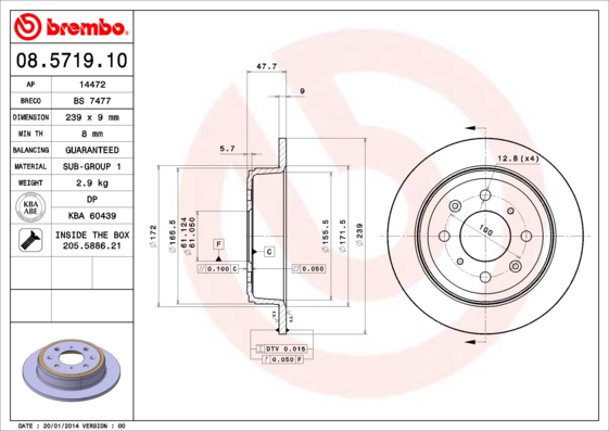 Juego de 2 discos de frenos BREMBO 08.5719.10