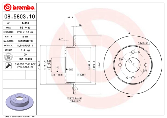 Juego de 2 discos de frenos BREMBO 08.5803.10