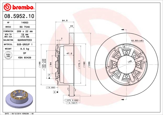 Juego de 2 discos de frenos BREMBO 08.5952.10