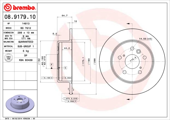 Juego de 2 discos de frenos BREMBO 08.9179.10