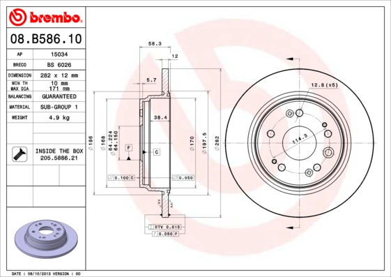 Juego de 2 discos de frenos BREMBO 08.B586.10