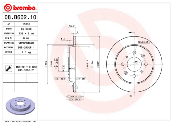 Juego de 2 discos de frenos BREMBO 08.B602.10