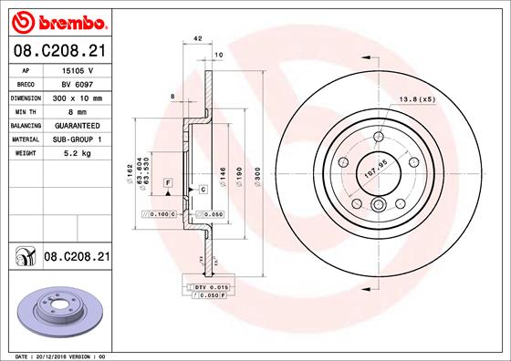 Juego de 2 discos de frenos BREMBO 08.C208.21