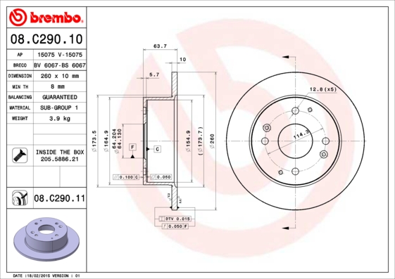 Juego de 2 discos de frenos BREMBO 08.C290.11