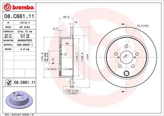 Juego de 2 discos de frenos BREMBO 08.C661.11