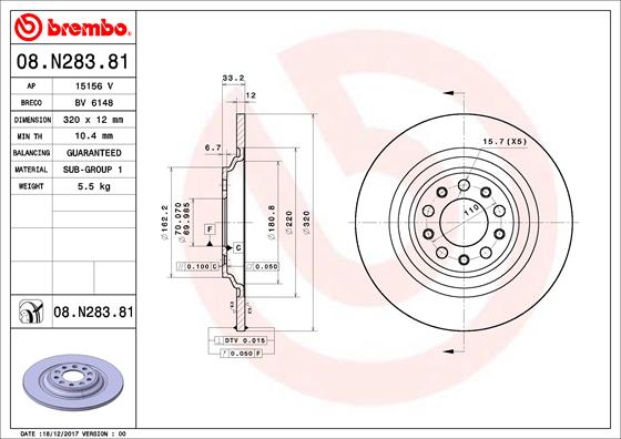 Juego de 2 discos de frenos BREMBO 08.N283.81