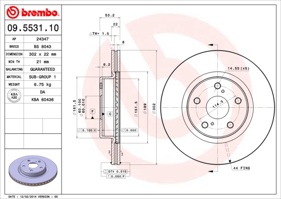 Juego de 2 discos de frenos BREMBO 09.5531.10