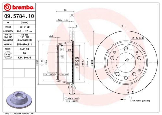 Juego de 2 discos de frenos BREMBO 09.5784.10