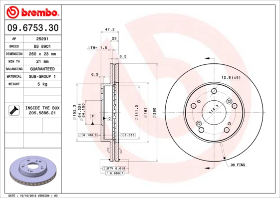 Juego de 2 discos de frenos BREMBO 09.6753.30