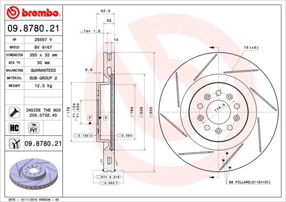 Juego de 2 discos de frenos BREMBO 09.8780.21