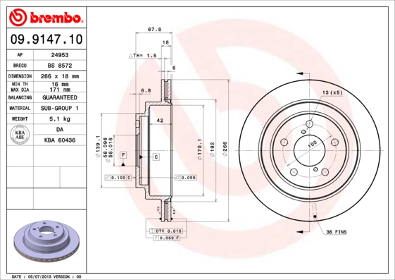 Juego de 2 discos de frenos BREMBO 09.9147.10