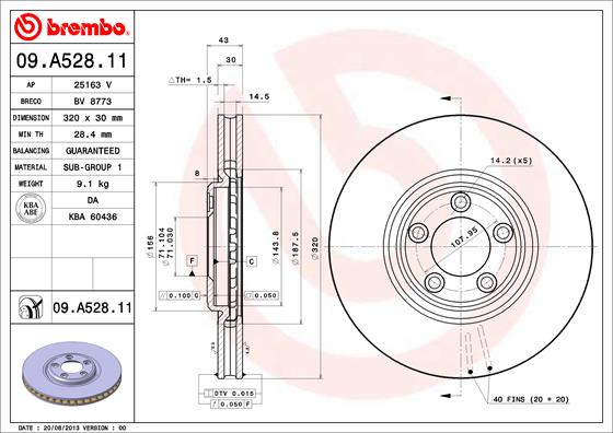 Juego de 2 discos de frenos BREMBO 09.A528.11