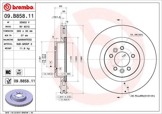 Juego de 2 discos de frenos BREMBO 09.B858.11