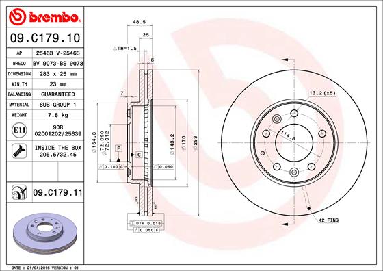 Juego de 2 discos de frenos BREMBO 09.C179.11