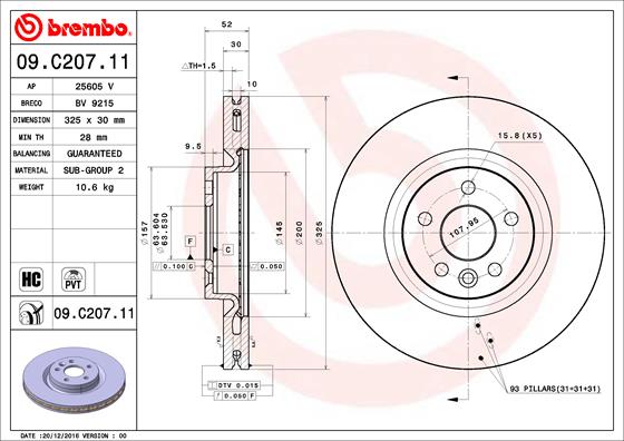 Juego de 2 discos de frenos BREMBO 09.C207.11