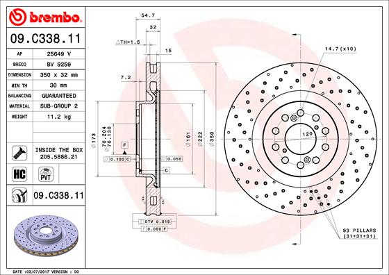 Juego de 2 discos de frenos BREMBO 09.C338.11