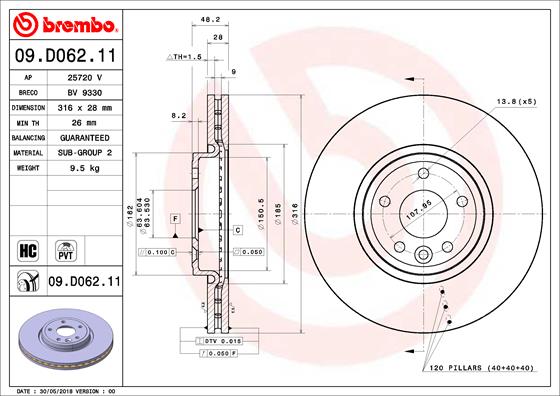 Juego de 2 discos de frenos BREMBO 09.D062.11