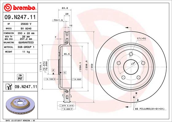 Juego de 2 discos de frenos BREMBO 09.N247.11