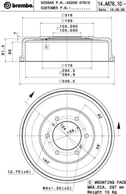 Tambor de freno BREMBO 14.A676.10