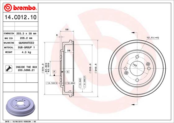 Tambor de freno BREMBO 14.C012.10