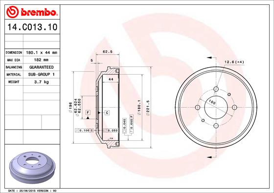 Tambor de freno BREMBO 14.C013.10