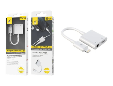 ADAPTADOR 2 EN 1 CARGA IPHONE+AUDIO